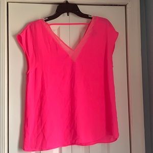 V neck hot pink shirt